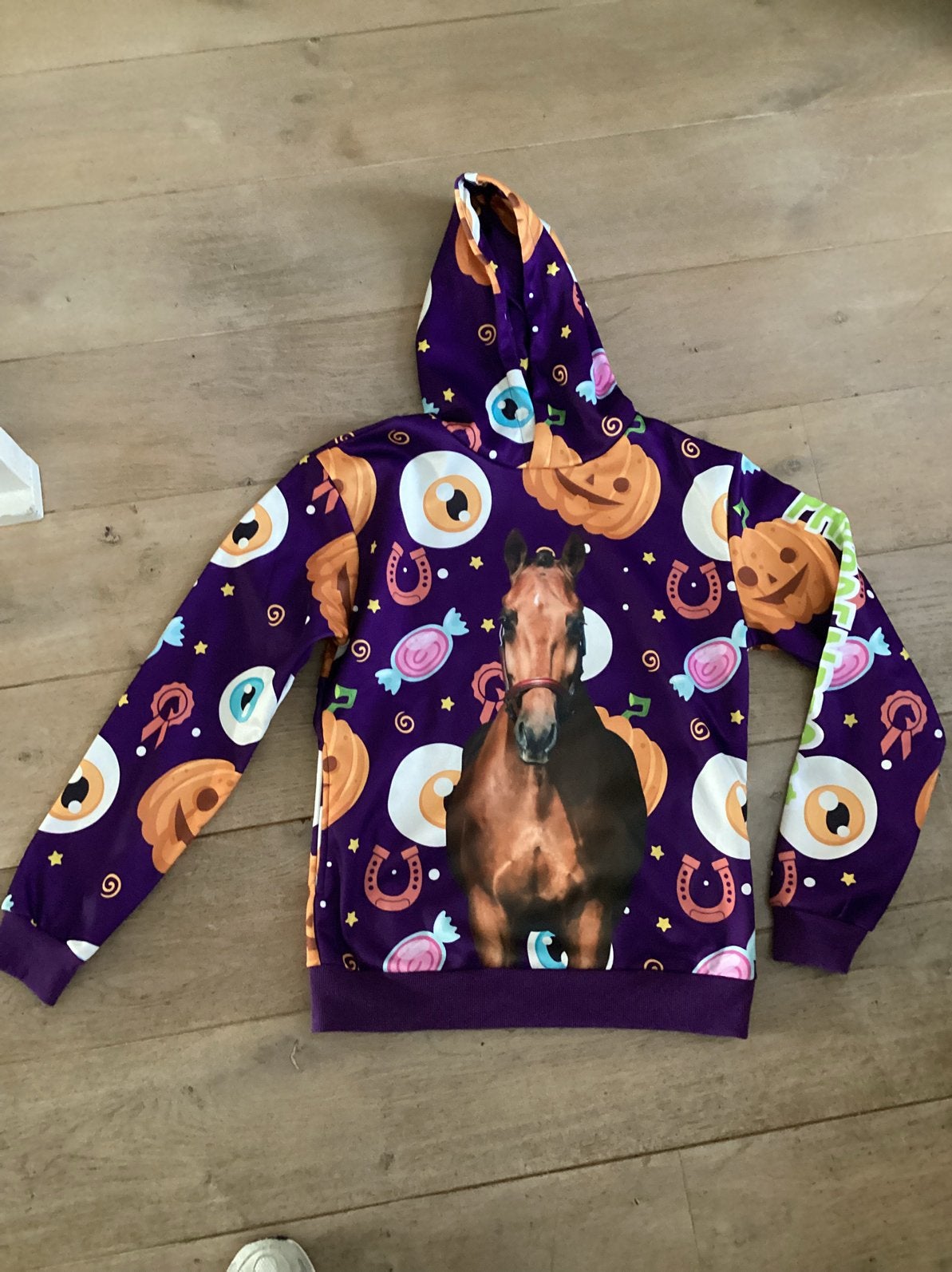 Halloween trui Paardenpraat maat S, Ophalen of Verzenden, Gebruikt, Trui of Vest