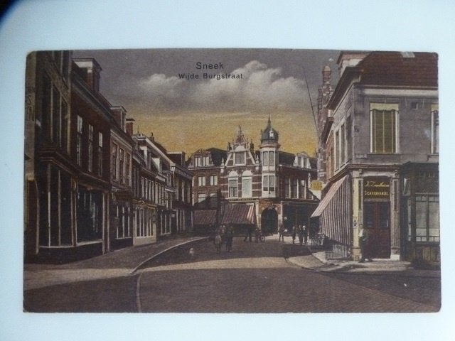 1927 SNEEK Wijde Burgstraat Drie Friezen K. Zandhuizen, Ophalen, 1920 tot 1940, Gelopen, Friesland