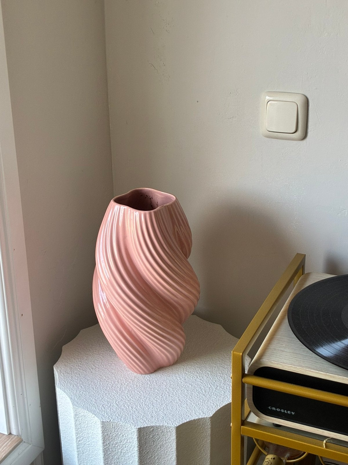 HM Home roze vaas, Ophalen, Rond, Zo goed als nieuw, Aardewerk