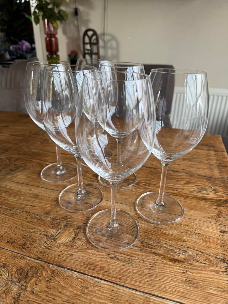 Set van 6 Schott Zwiesel rode wijnglazen, Glas of Glazen, Ophalen of Verzenden, Effen, Glas
