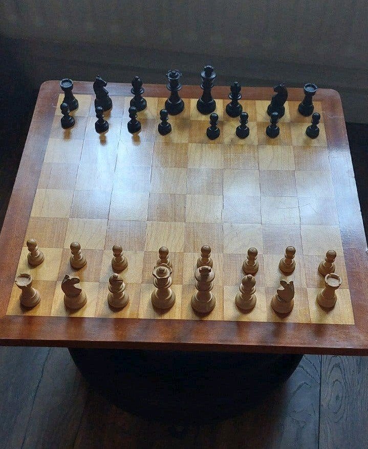 Massief Houten Schaakbord met Schaakstukken - 45x45cm, Ophalen of Verzenden, Gebruikt, Schaken