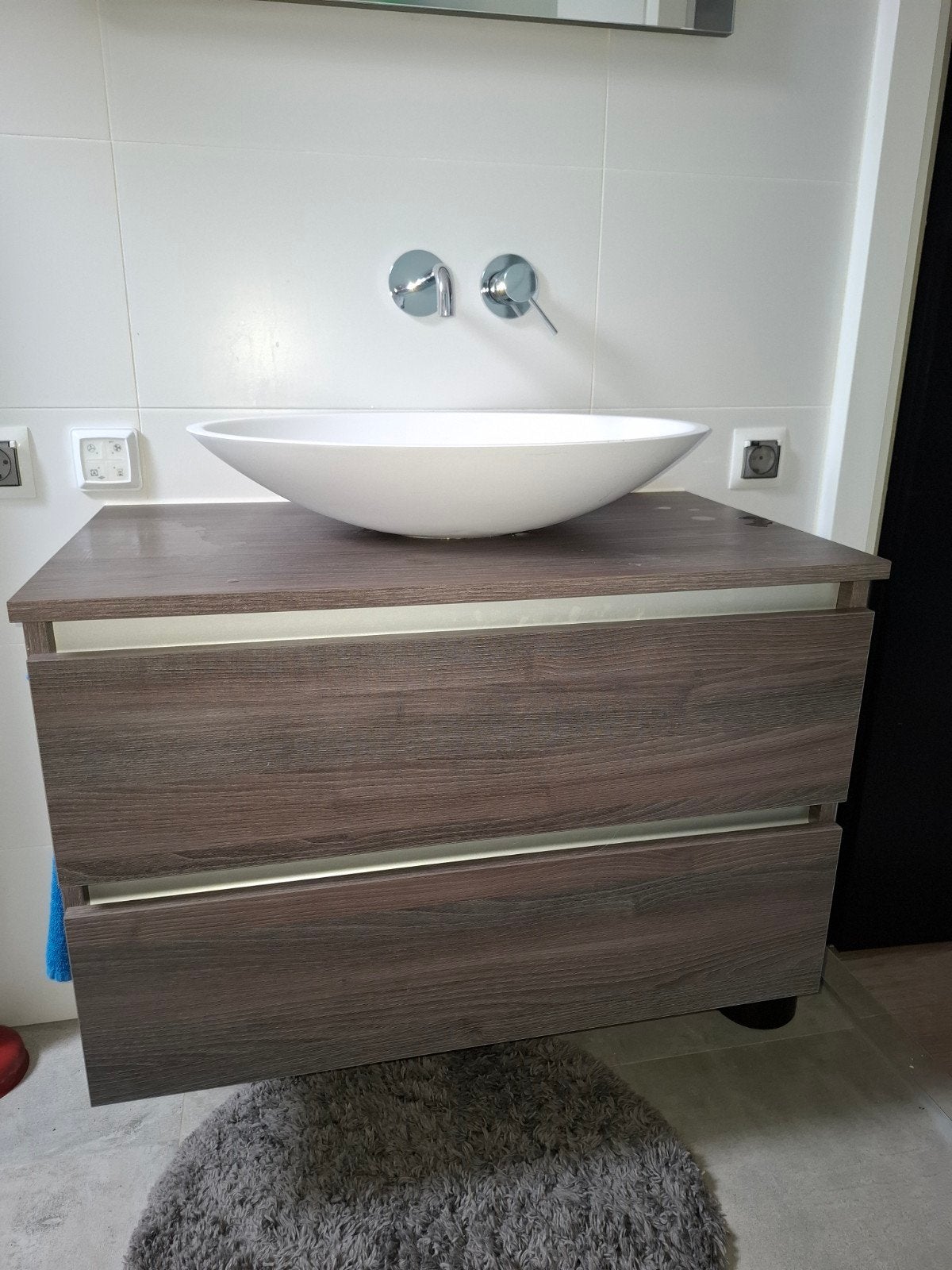 Bruine (blum) wastafelkast 8045 cm met waskom, Ophalen, 50 tot 100 cm, Zo goed als nieuw, Minder dan 100 cm