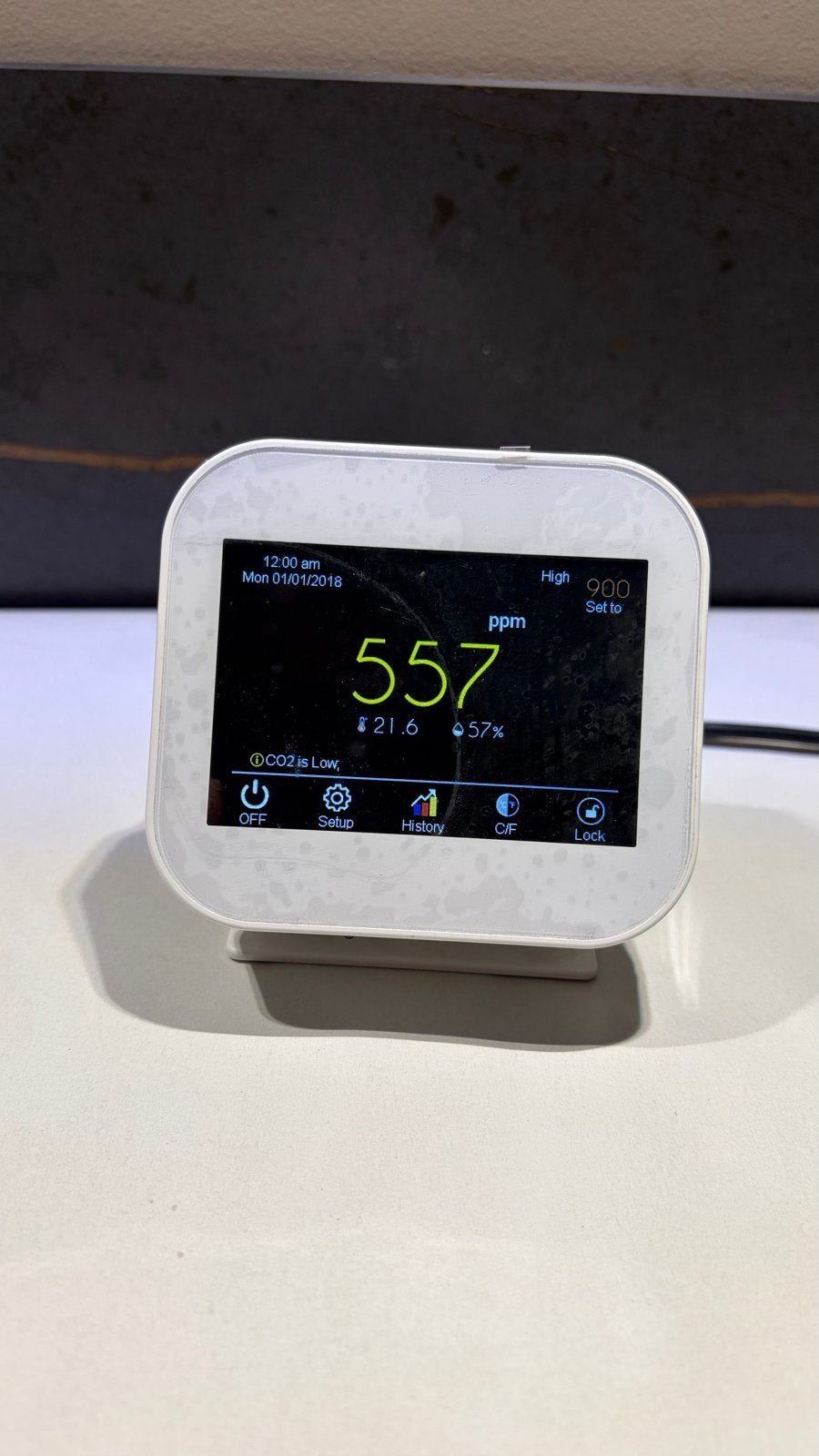 CO2-meter met temperatuur- en vochtigheidsweergave, Ophalen of Verzenden, Gebruikt