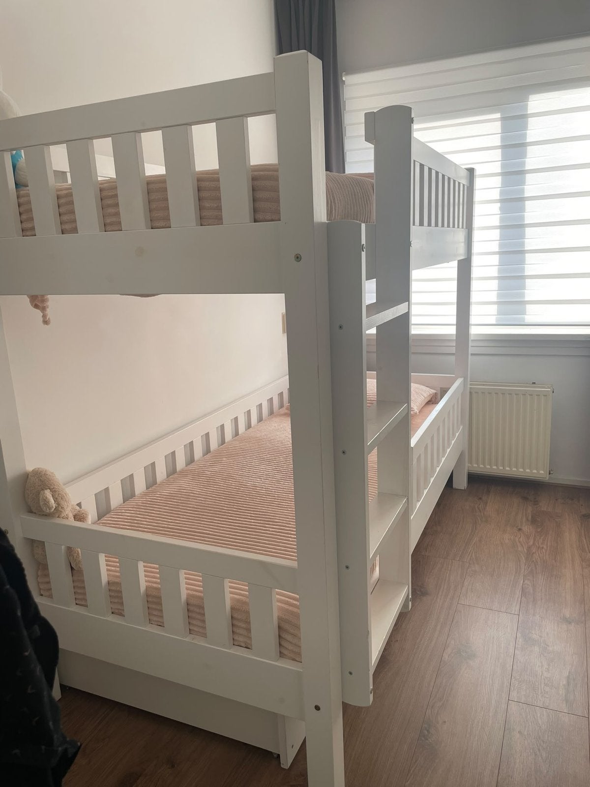 Wit 3-persoons stapelbed met uitschuifbaar bed, Huis en Inrichting, Ophalen of Verzenden, Gebruikt, Tweepersoons, Stapelbed