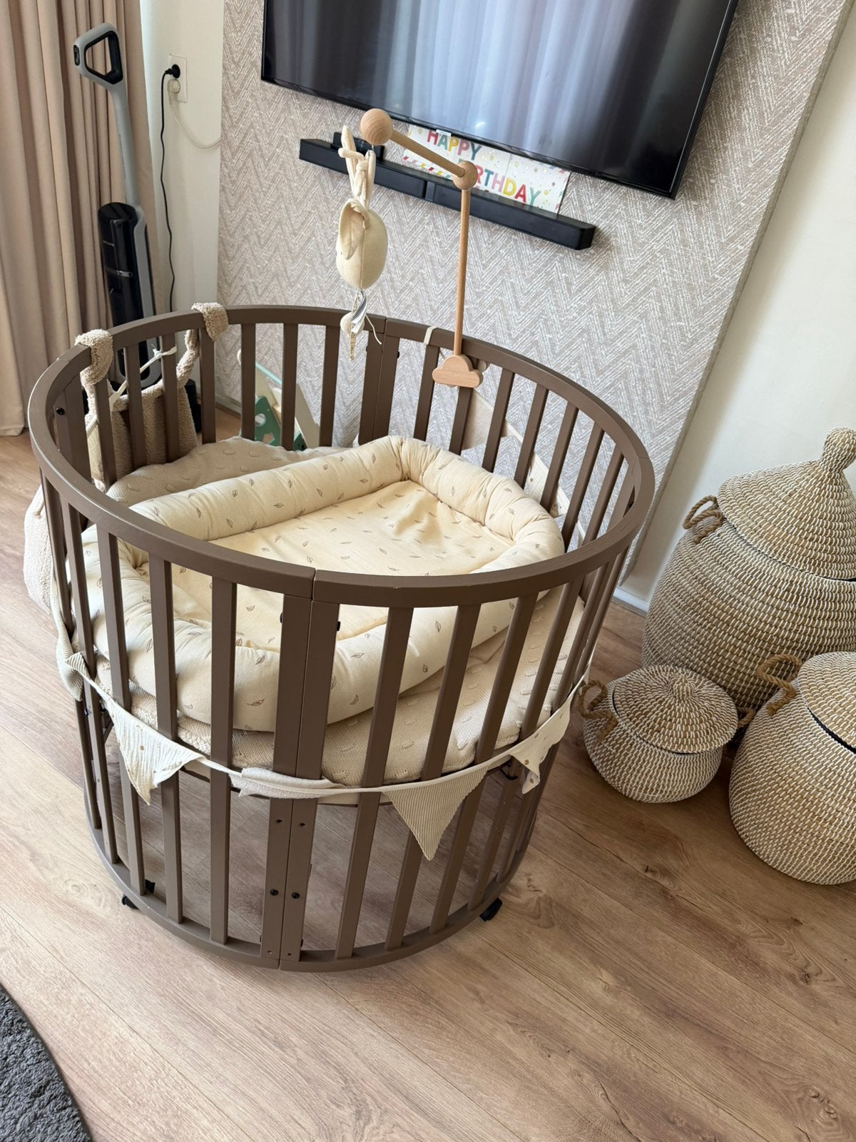 Puck box Chestnut compleet met gratis babynestje, Ophalen, Zo goed als nieuw, Rond, Boxkleed