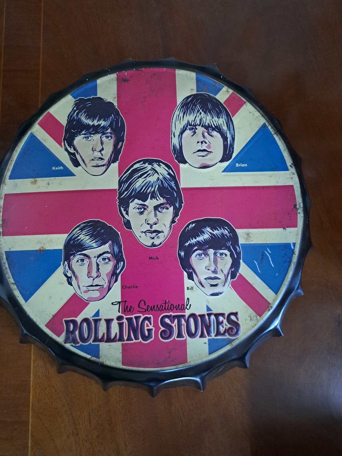 The Rolling Stones metalen wanddecoratie (flesdop), Ophalen of Verzenden, Zo goed als nieuw, Overige typen