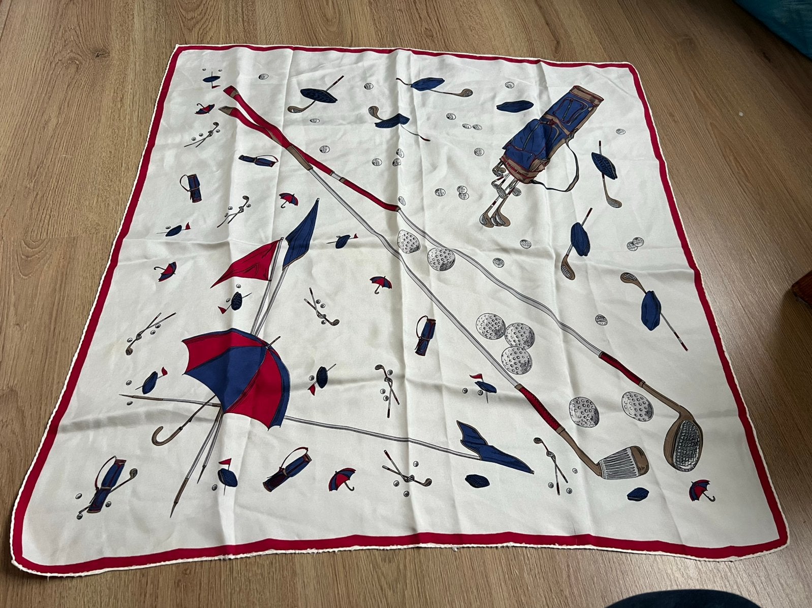 Wit zijde vierkanr golf sjaaltje vintage, Maat 38/40 (M), Ophalen of Verzenden, Zo goed als nieuw, X