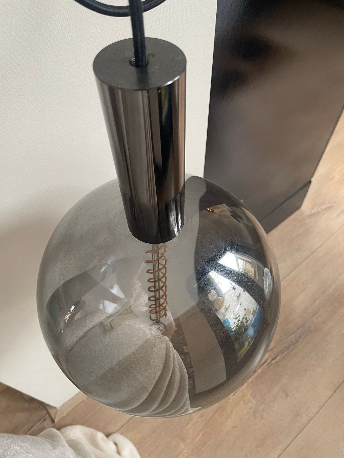 Grote glazen bol lamp - Modern design, Ophalen, Minder dan 50 cm, Gebruikt, Glas