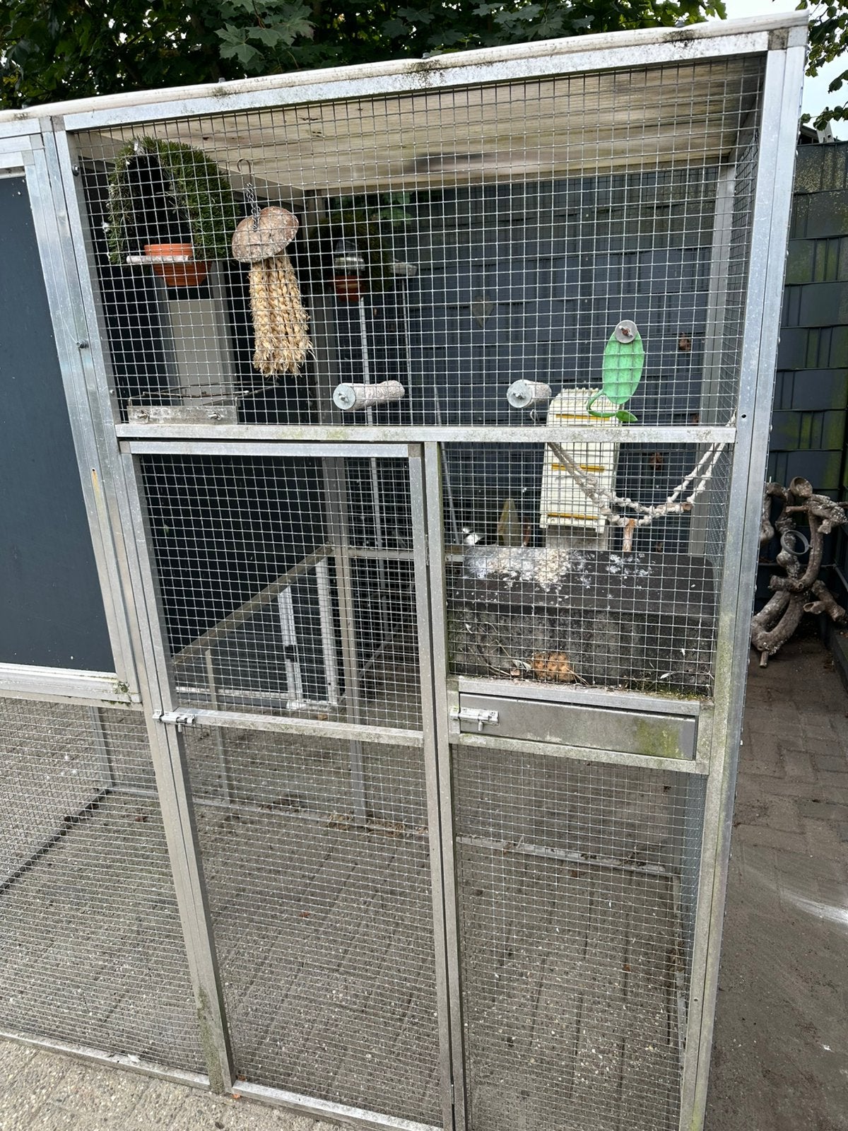 Ruime aluminium vogelvolière incl. nachtverblijf, Ophalen, Zo goed als nieuw, Aluminium, Volière