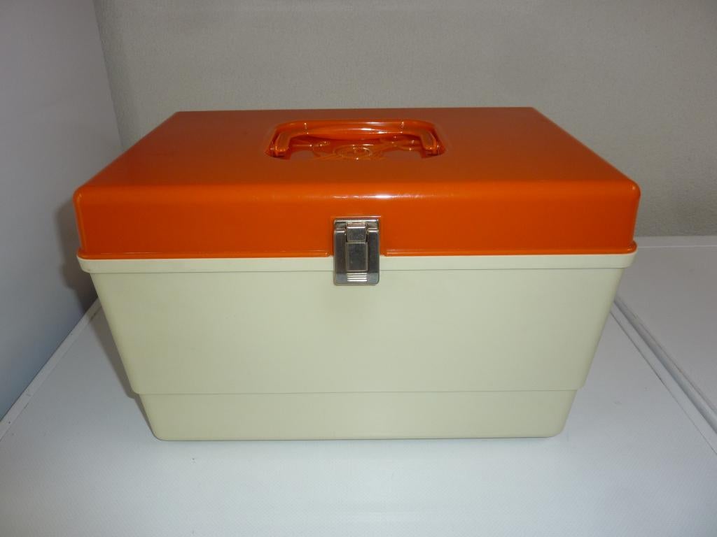 Oranje retro Curver naaibox., Ophalen of Verzenden, Huis en Inrichting
