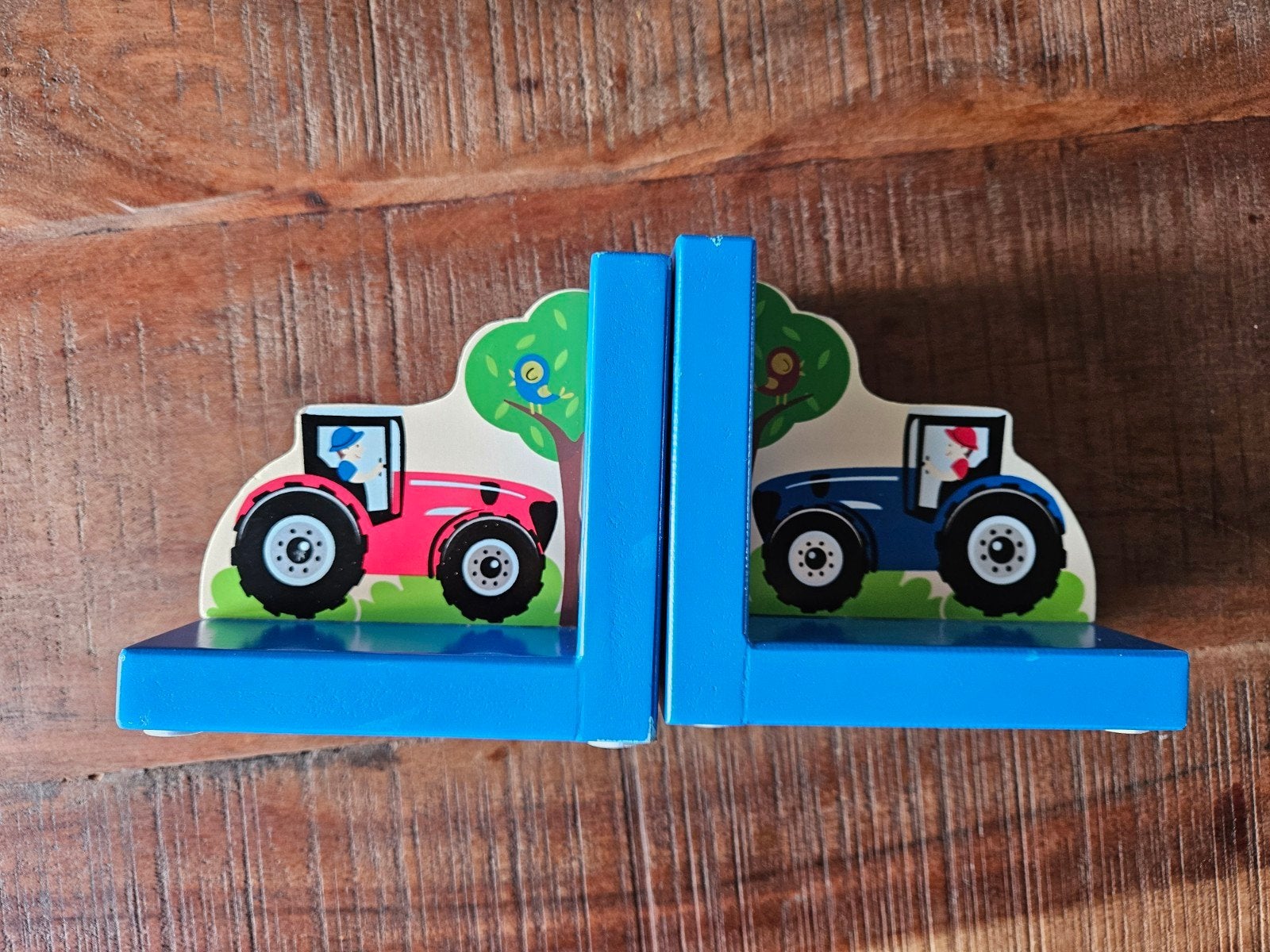 Leuke boekensteunen voor kinderkamer - Tractoren, Huis en Inrichting, Hout, Gebruikt, Blauw, Overige stijlen