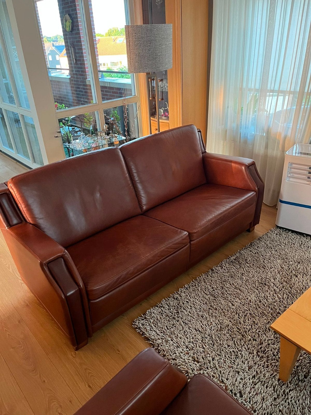 2,5 zits bank en 2 stoelen, Ophalen, Gebruikt, Leer