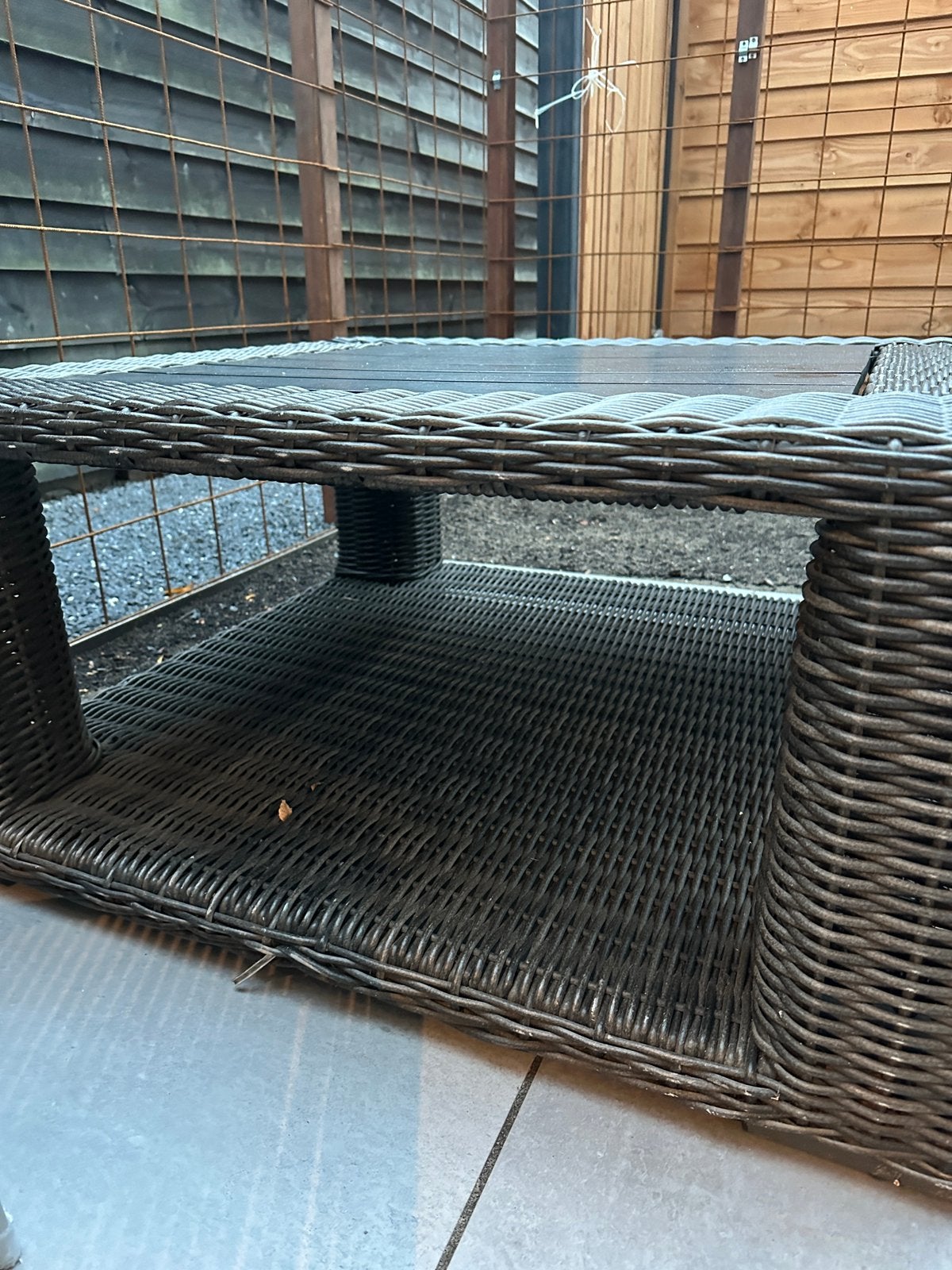 Tuintafel hout rotan, grijs 120x120 cm, Ophalen of Verzenden