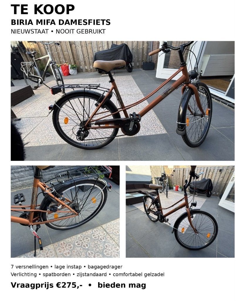 Dames fiets, 3 keer gebruikt, Versnellingen, Nieuw, 56 cm of meer, Ophalen