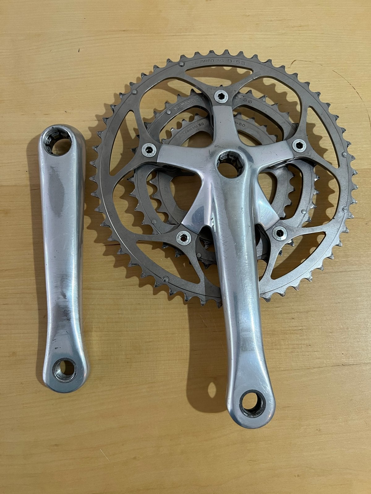 Shimano Dura-Ace 7700 Triple Crankstel 172,5 mm, Fietsen en Brommers, Crankstel of Pedalen, Gebruikt, Ophalen of Verzenden, Aluminium
