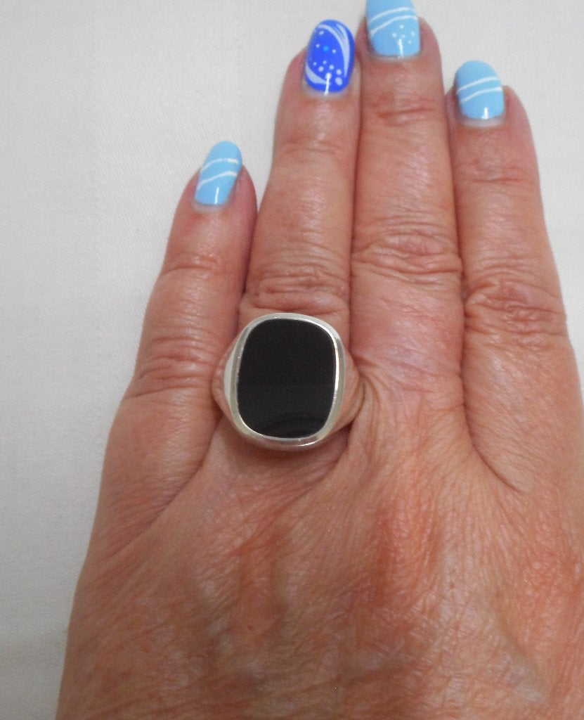 Zilveren heren zegel ring met onyx maat 21 nr.226