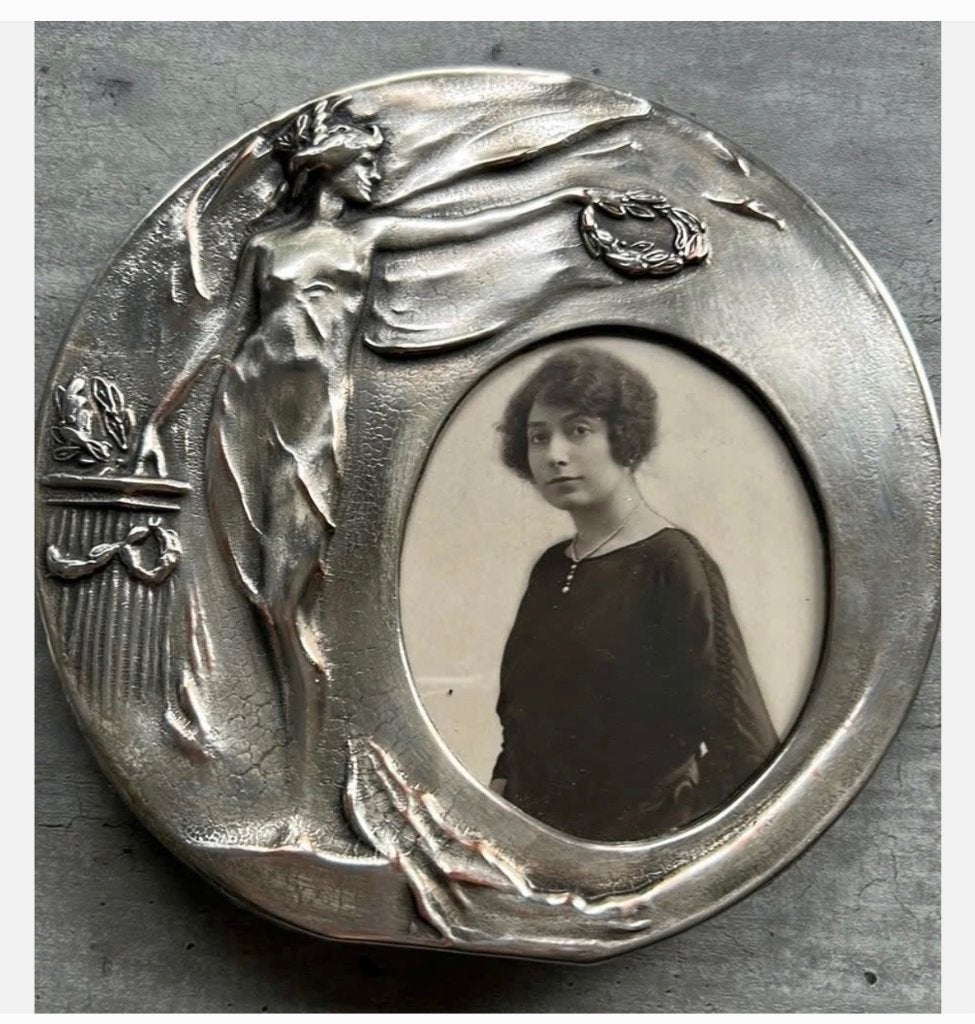 Antieke Art Nouveau fotolijst, verzilverd, Ophalen of Verzenden, Fotolijst, X, X