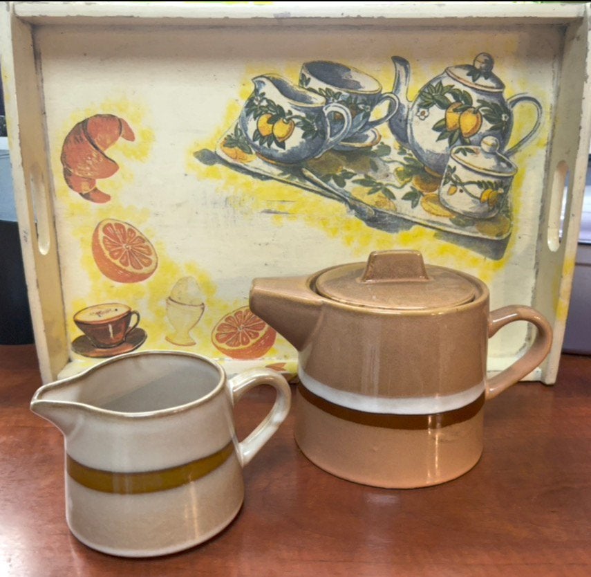 HKLiving koffie-/ theepot en melkkan, Huis en Inrichting, Keuken | Servies, Ophalen, Keramiek, Overige typen, Vintage