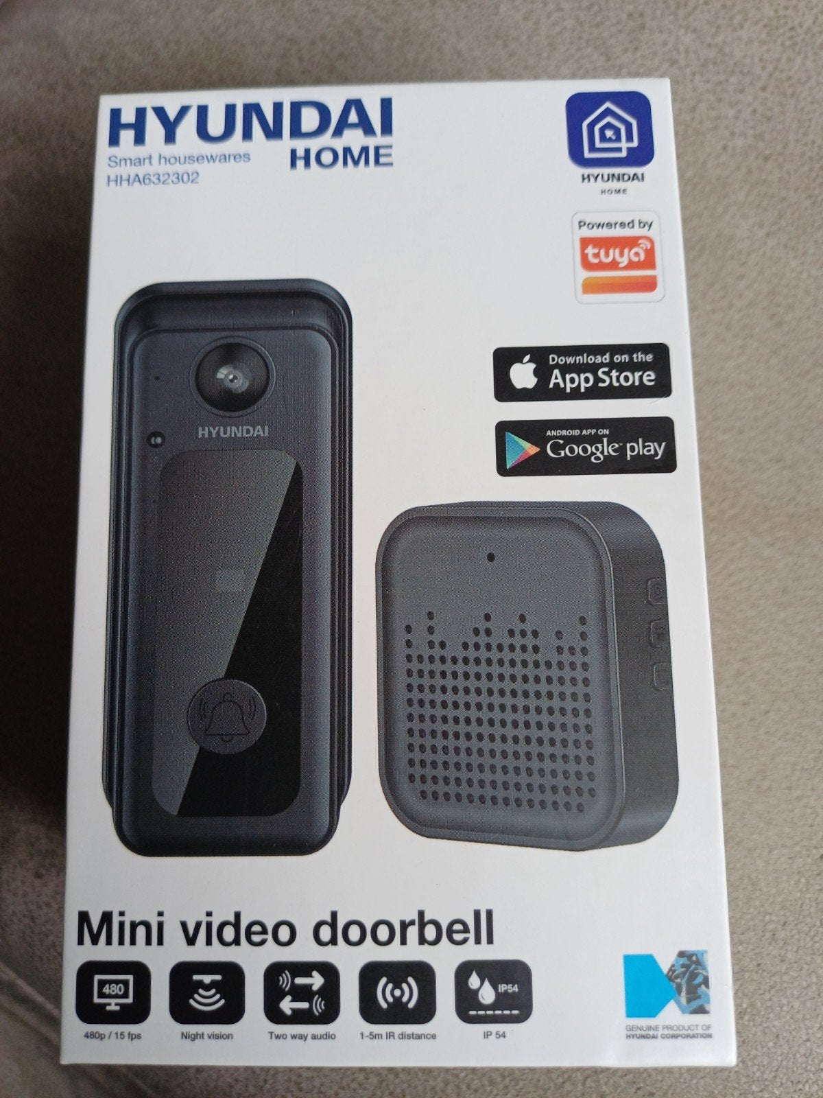 Hyundai mini deurbel, Ophalen, Ingebouwde camera, Zo goed als nieuw, Draadloos