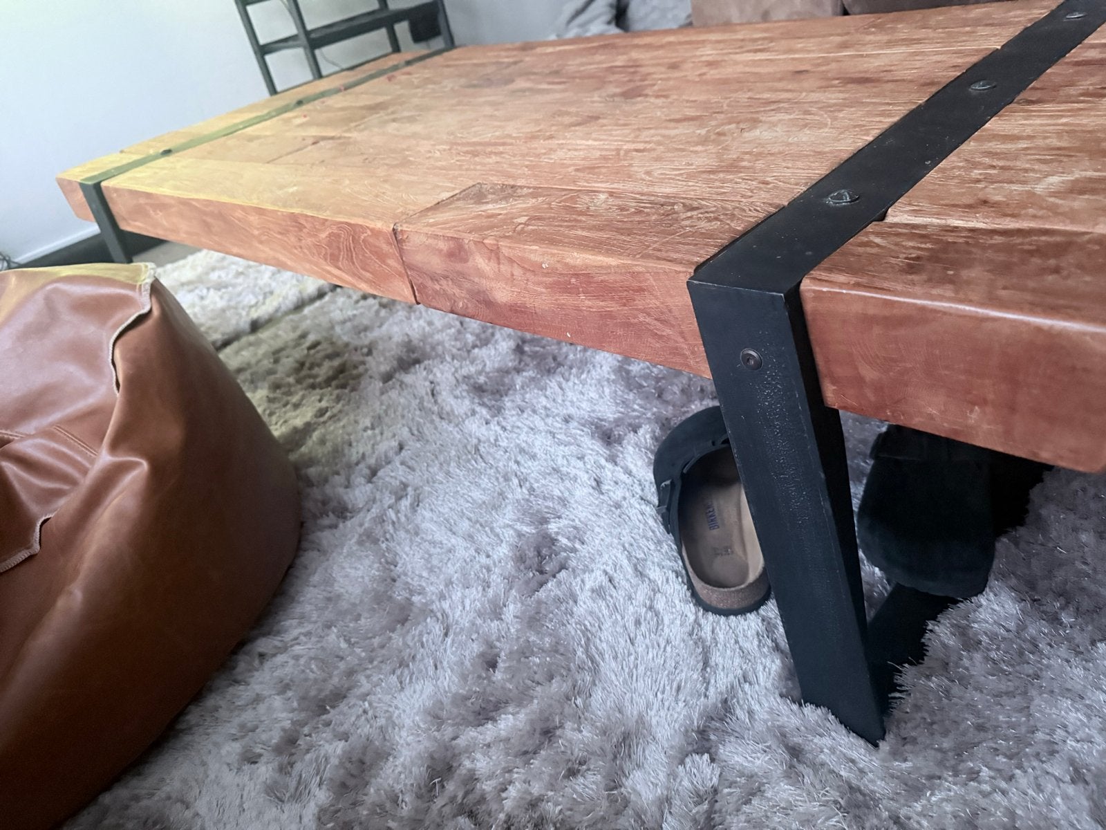 Salontafel met gietijzeren poten, Ophalen, Gebruikt, 100 tot 150 cm, 50 tot 100 cm