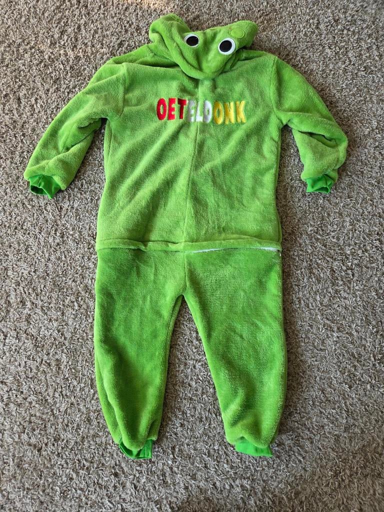 Oeteldonk Kikker Onesie - Carnavalspak maat 104-110, Ophalen, Zo goed als nieuw, 104 of kleiner, Jongen of Meisje