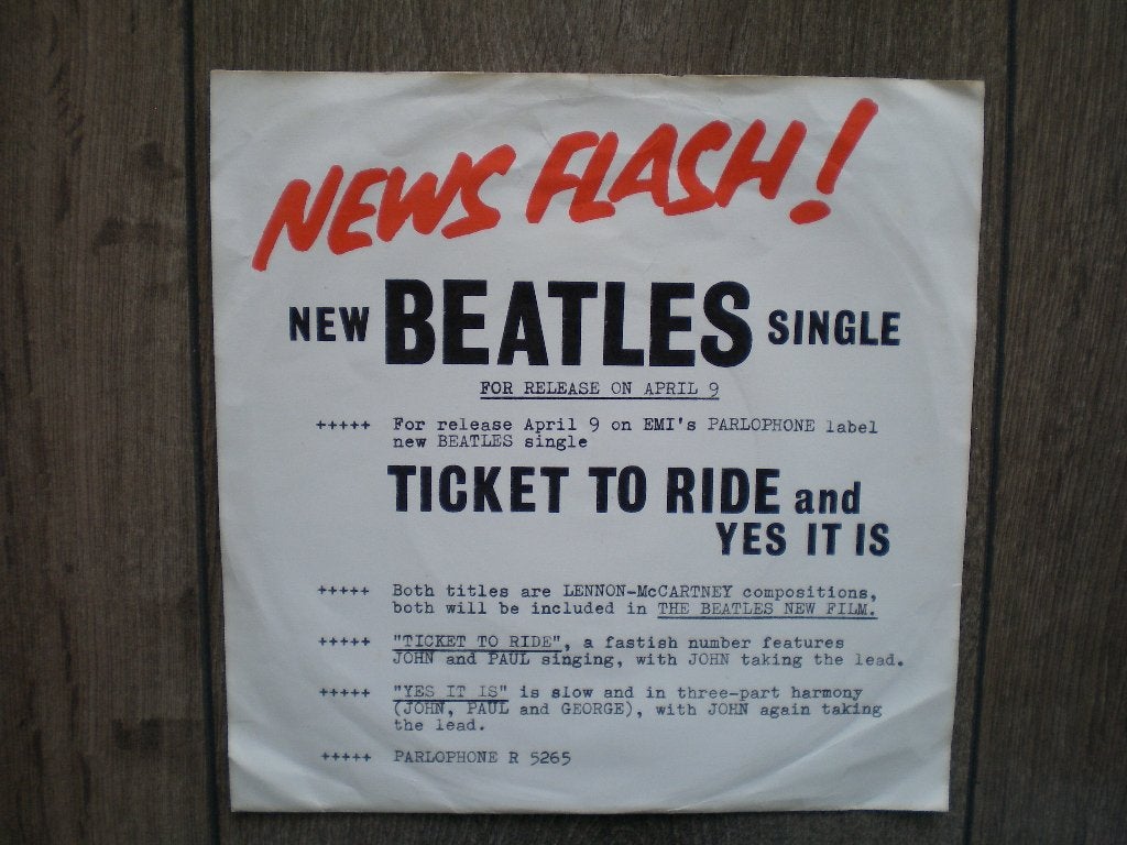 The Beatles - Ticket To Ride., Ophalen of Verzenden, Gebruikt, Pop