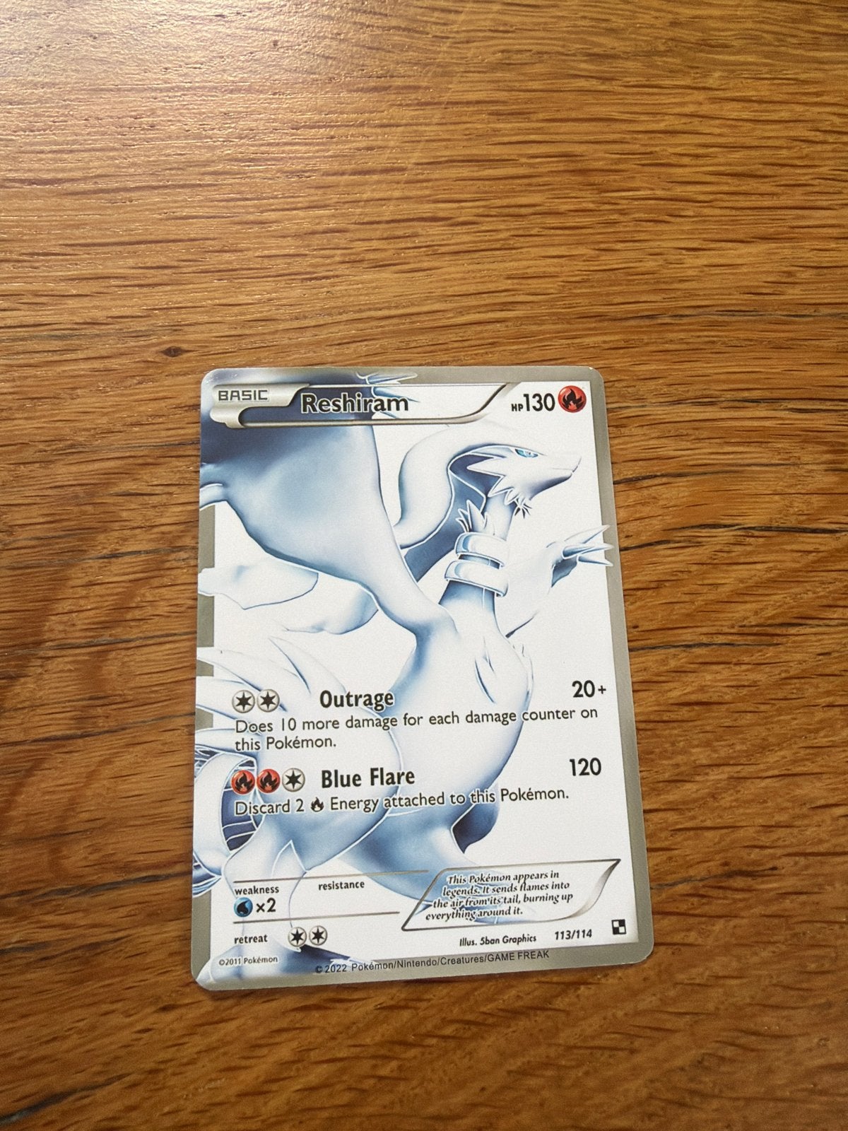 Pokémon Kaart Reshiram 113/114 (2011), Ophalen of Verzenden, Zo goed als nieuw, Losse kaart