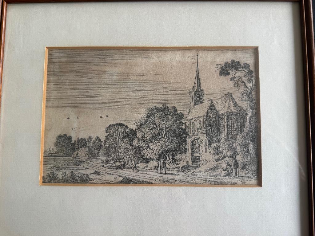 Kopergravure Jan van de Velde II, Antiek en Kunst, Gravure, Landschap, Ingelijst, 1600 - 1699