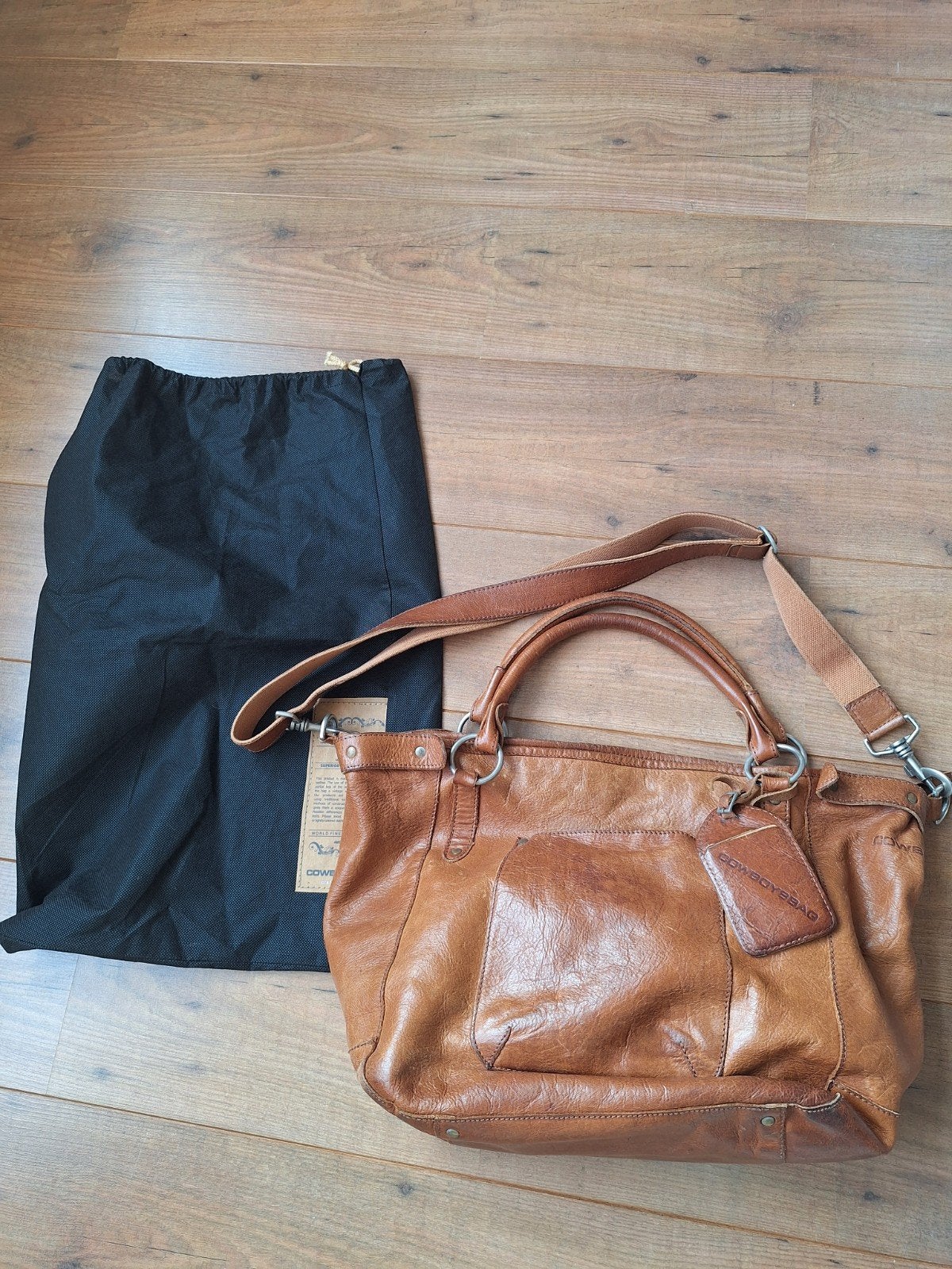 Cowboysbag Cognac Bruine Luiertas Leer met Verschoningsmatje, Ophalen of Verzenden
