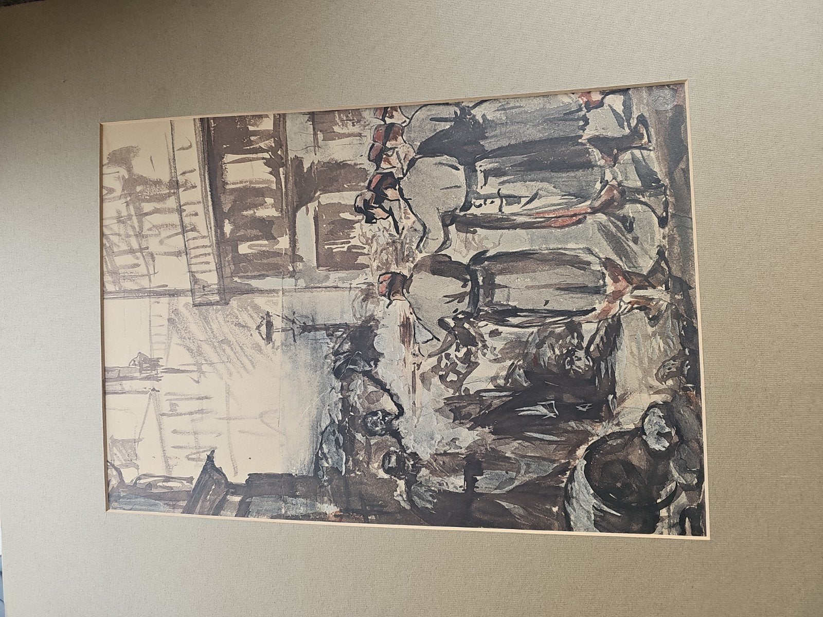 Édouard Manet Die Barrikade (1928) Marées Gesellschaft litho, Ophalen of Verzenden