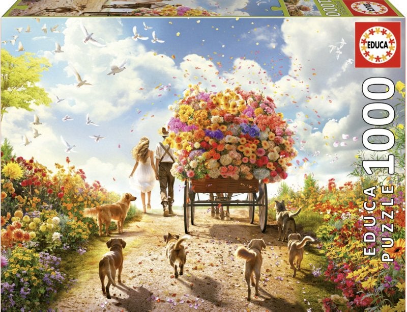 Educa - Bloemenwagen - 1000 stukjes, Hobby en Vrije tijd, Denksport en Puzzels, Ophalen of Verzenden, 500 t/m 1500 stukjes, Nieuw