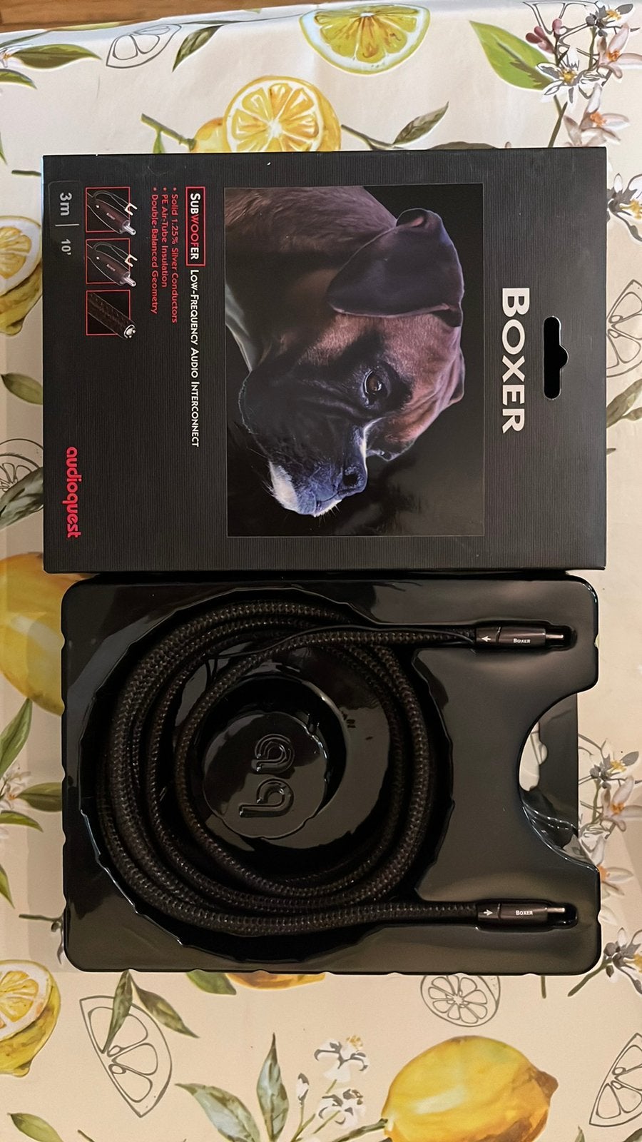 2x AudioQuest Boxer 3M Subwoofer cable incl OVP, Ophalen of Verzenden, Zo goed als nieuw, 2 tot 5 meter, Luidsprekerkabel