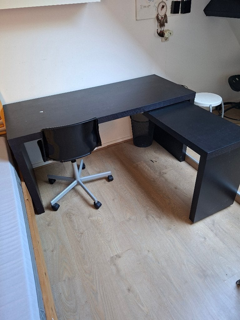 Zwart hoekbureau met opbergruimte - Gebruikt, Ophalen, 160 cm, Gebruikt, 120 cm