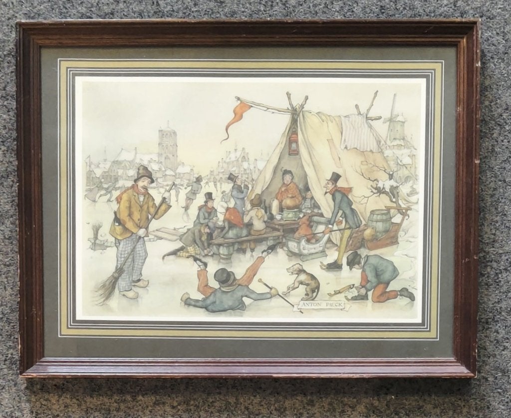 Houten lijst met tekening van Anton Pieck, Ophalen of Verzenden, Zo goed als nieuw, 1940 tot 1960, Prent