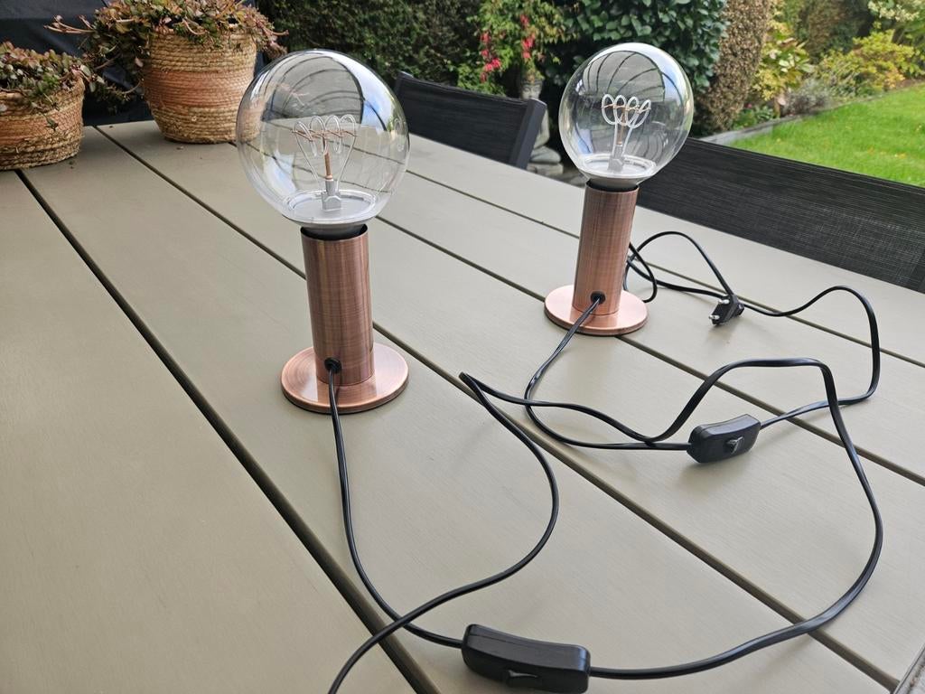 Tafellampen met koperen voet, Ophalen, Zo goed als nieuw, Glas