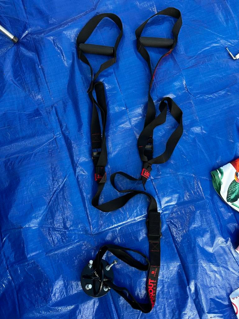 TRX Suspension Trainer Domyos met Tunturi haak, Sport en Fitness, Fitnessmaterialen, Ophalen of Verzenden, Zo goed als nieuw, Armen