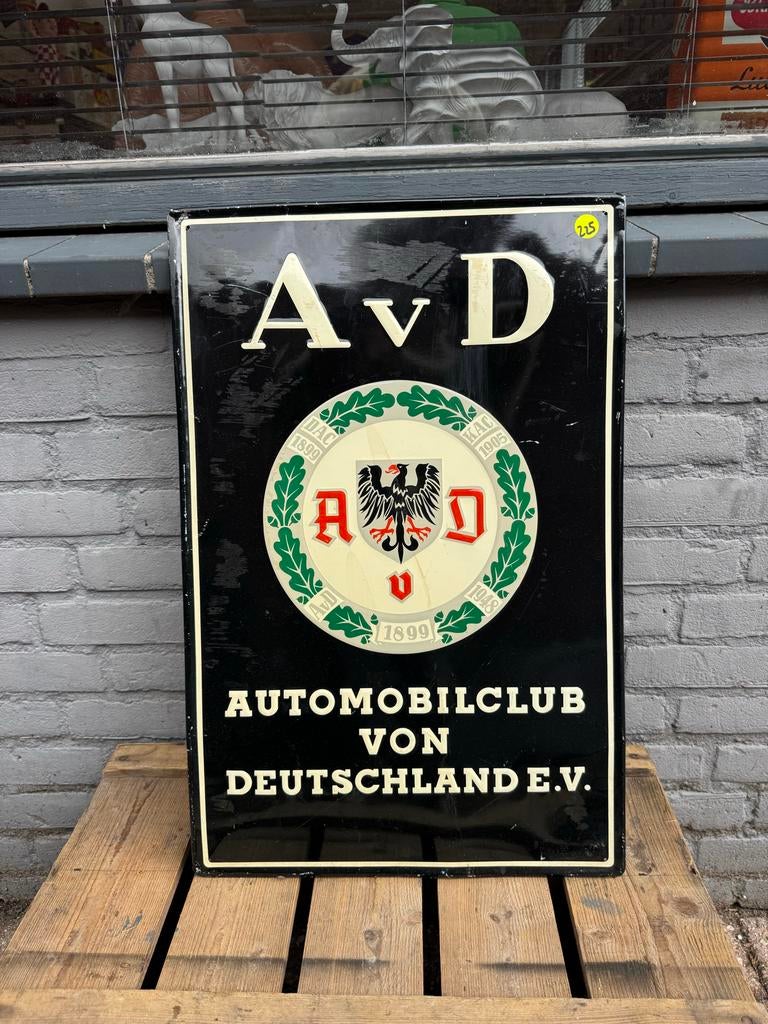 Vintage AvD reclame Bord - Automobilclub Deutschland, Reclamebord, Gebruikt, ., Ophalen of Verzenden