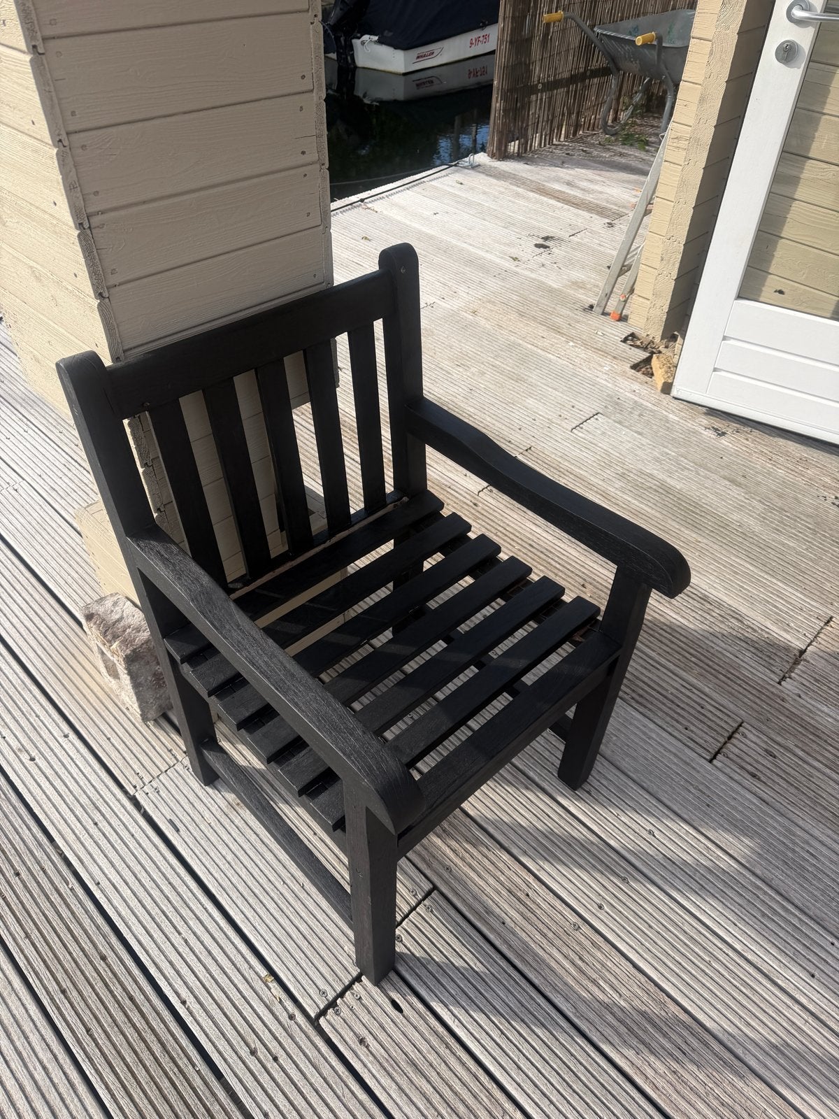 6 stevoge houten tuinstoelen, Ophalen, Gebruikt, Hout