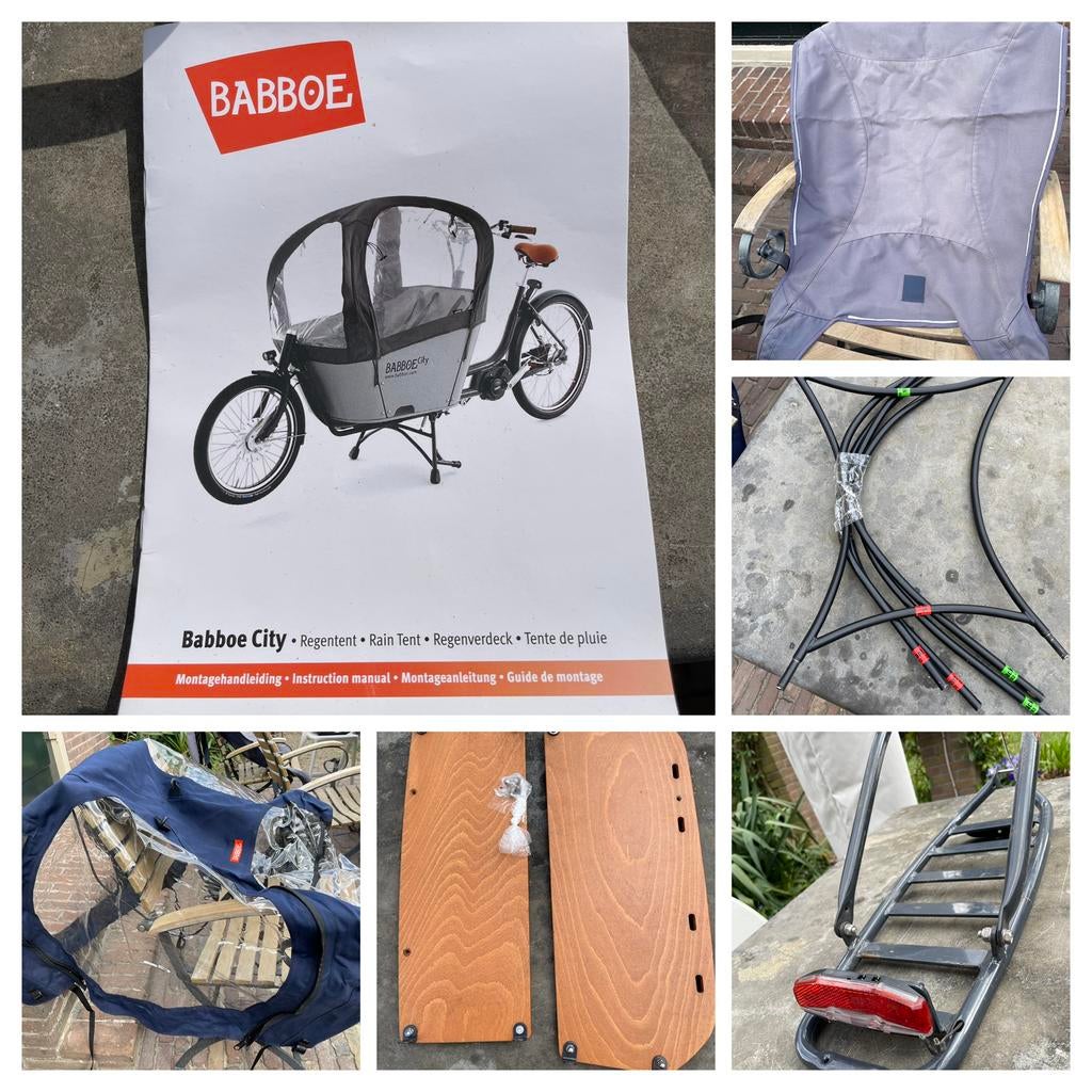 Babboe regentent, zonnescherm, bankje, div. accesoires, 4 kinderen of meer, Huif, Zo goed als nieuw, Ophalen