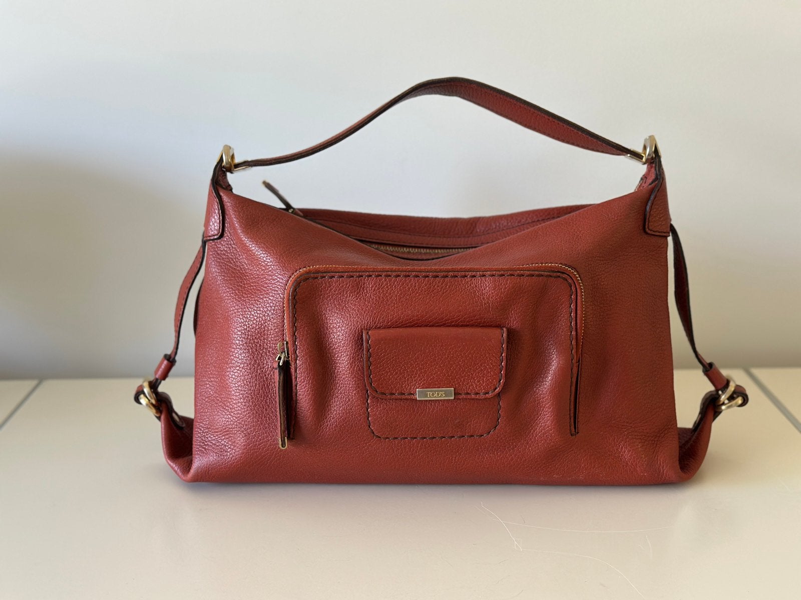 Tod’s Mikey bag - pebbled kalfsleren hobo bag tas, Ophalen of Verzenden, Zo goed als nieuw, Overige kleuren, Schoudertasje