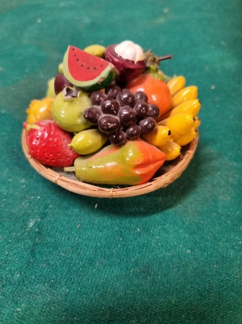 fruitmand miniatuur aardewerk riet, Ophalen of Verzenden, 'T Olde Gre-j, Info@toldegrej.nl, Endepoelstraat 20f Didam