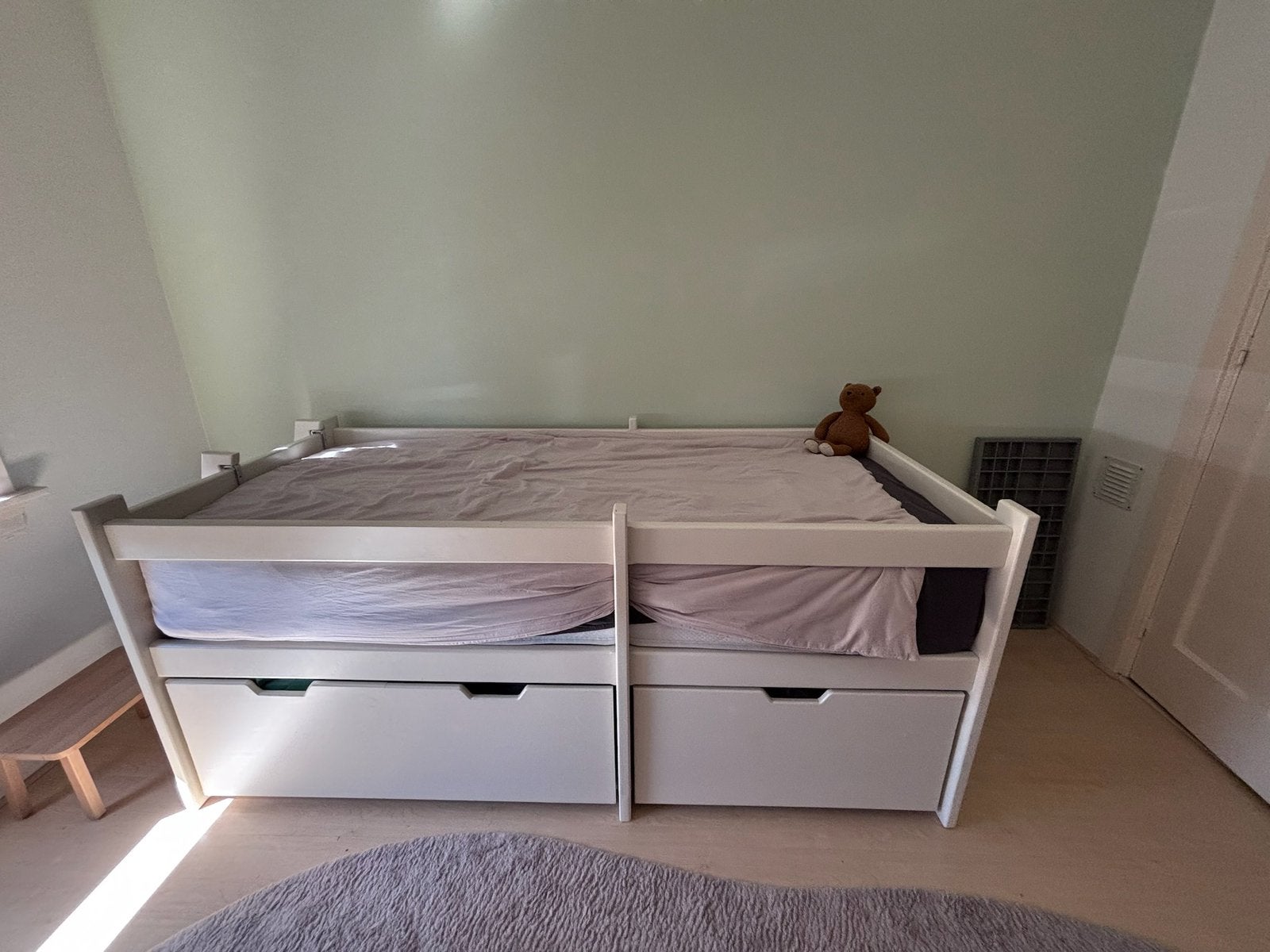 Wit kinderbed met lades, incl matras en lattenbodem 80x190, Ophalen, Gebruikt, 70 tot 85 cm, 180 cm of meer