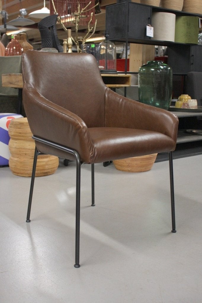 7 x luxe eetkamerstoel Jolly Jess design metaal & leer, Huis en Inrichting, Ophalen, Zo goed als nieuw, Leer, Vijf, Zes of meer stoelen