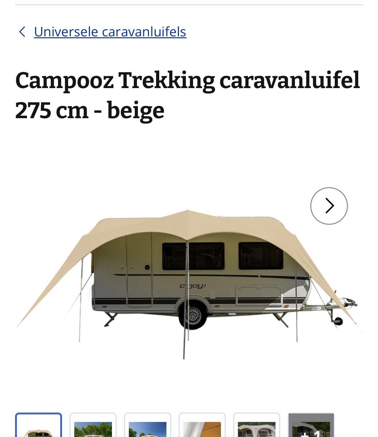 CampoOz Trekking caravanluifel 275 cm beige met zonnescherm!, Caravans en Kamperen, Voortenten en Luifels, Gebruikt, Overige merken