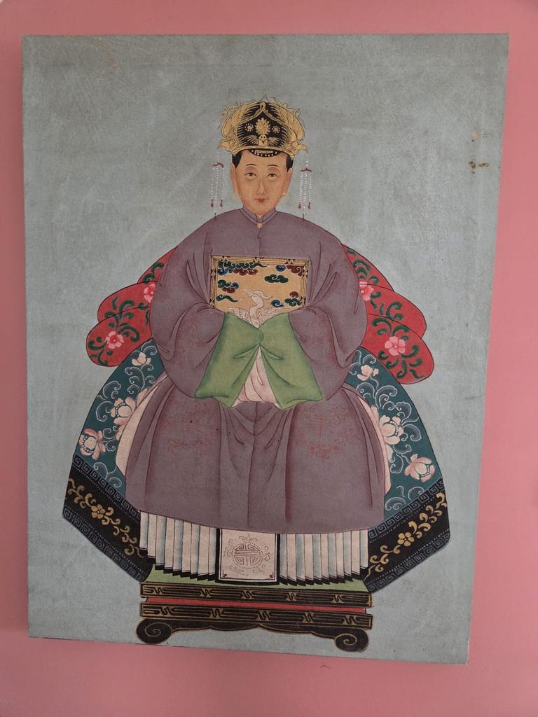 Antiek Chinees Portret Schilderij - Keizerlijke Figuur, Ophalen of Verzenden