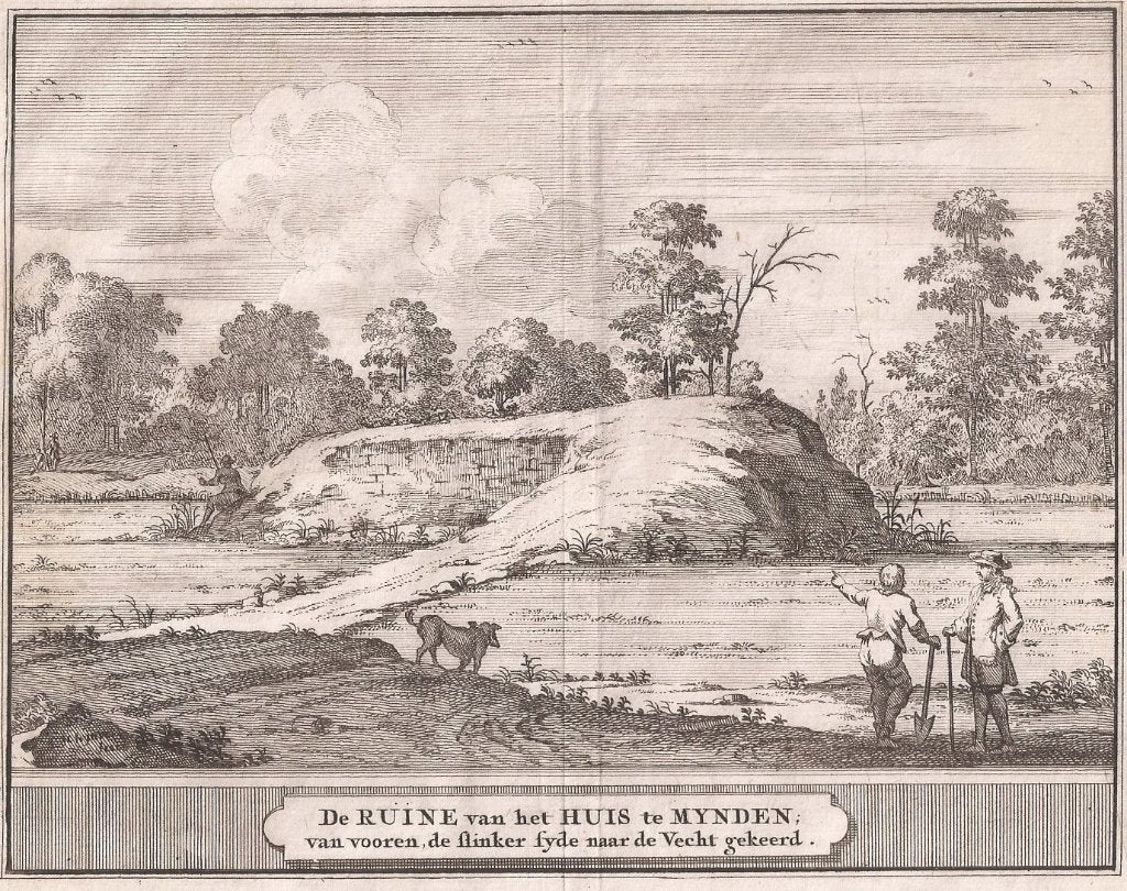 De RUINE van het HUIS te MYNDEN: van vooren, de slink Loenen, Architectuur, 13 cm, 1700 - 1799, 17 cm