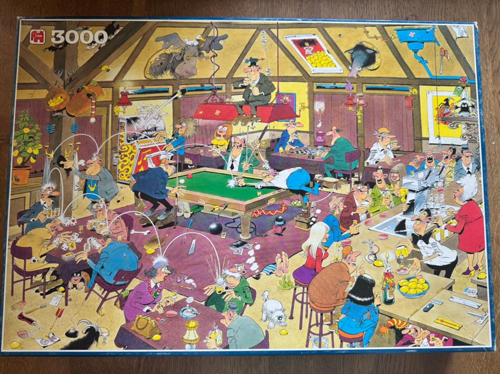 Te koop: Jan van Haasteren Biljarten 3000 stukjes puzzel, Ophalen of Verzenden, Meer dan 1500 stukjes, Zo goed als nieuw
