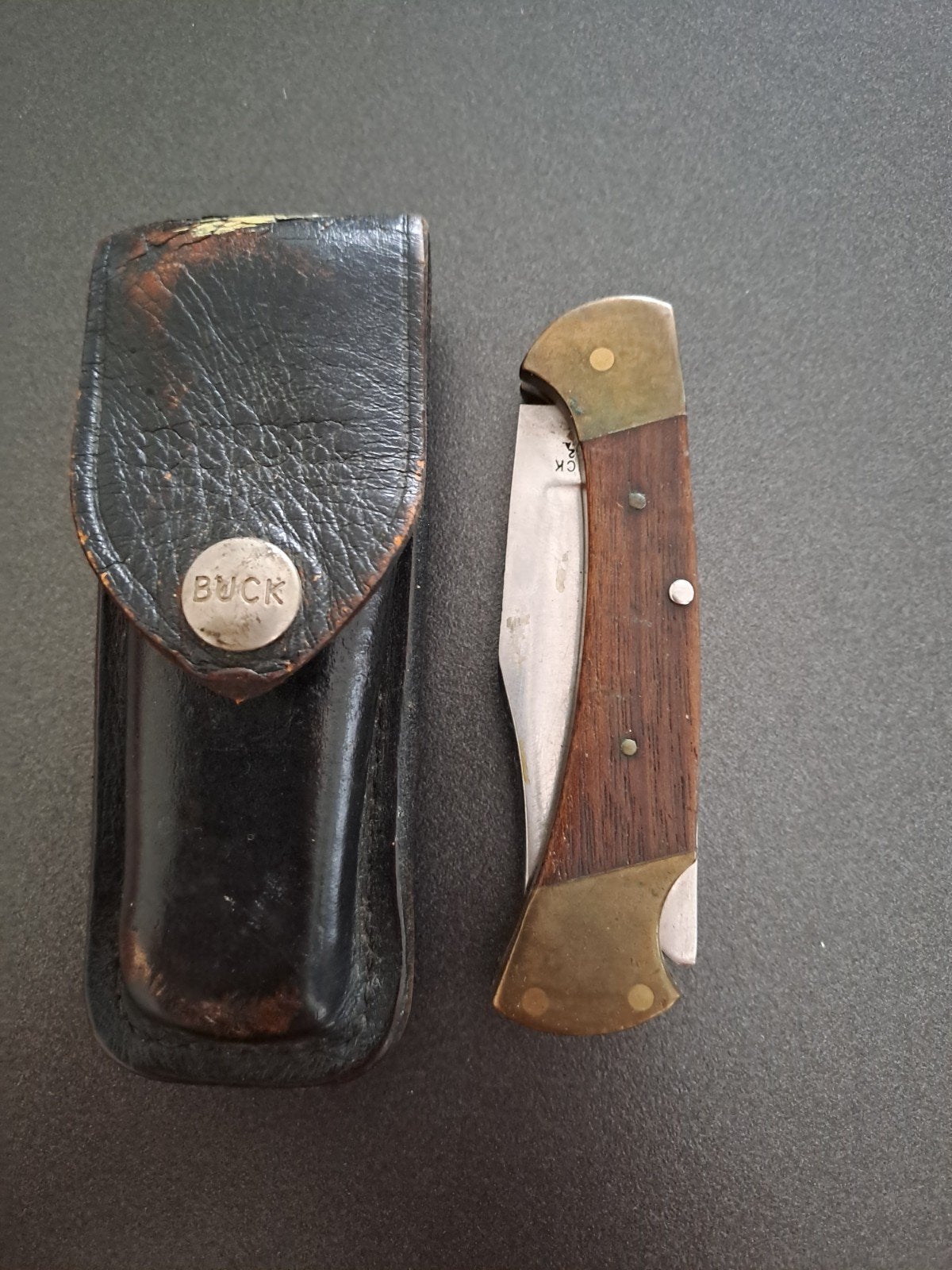 Buck mes met leren etui - Vintage zakmes, Ophalen of Verzenden