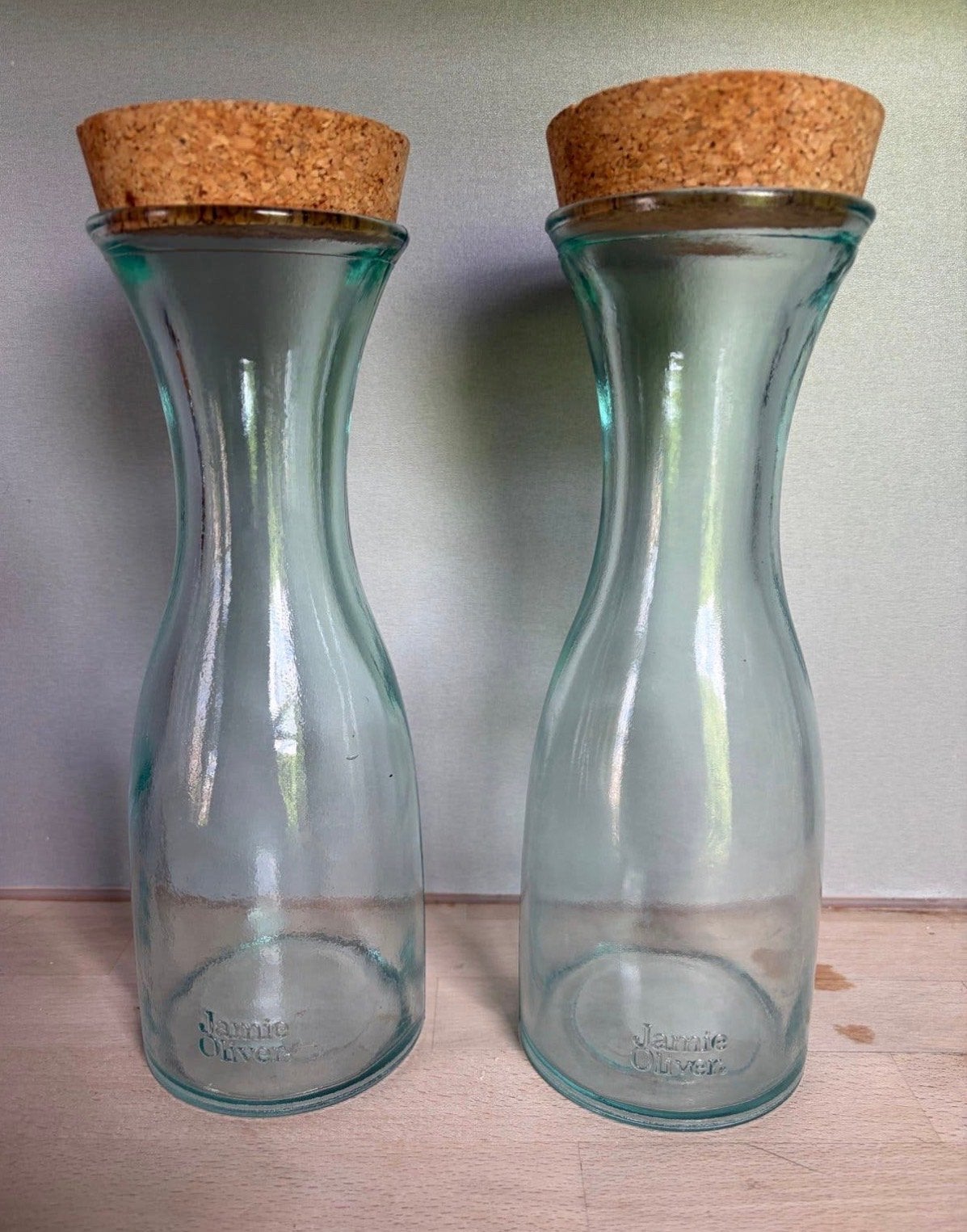 Set van 2 Jamie Oliver glazen karaffen met kurk, Transparant, Ophalen of Verzenden, Gerecycled glas, Glas