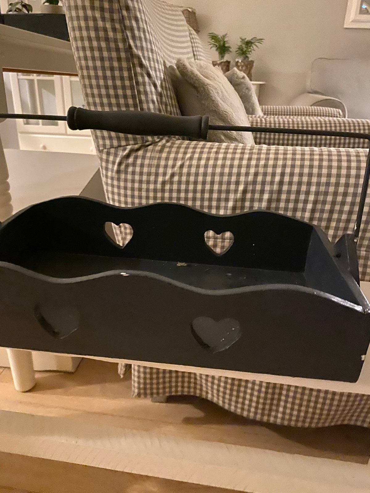 Zwart houten opknap kistje met hartjes, Ophalen, Hout, Landelijk, Gebruikt